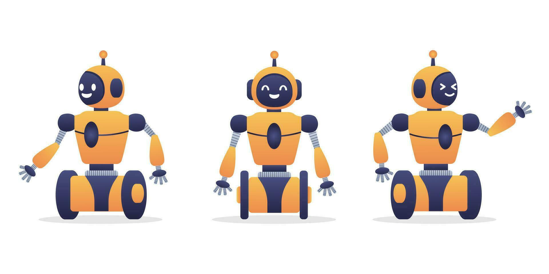 Robot, chat bot neural network, AI servers and robots technology. Set of cute robot ai character. vector