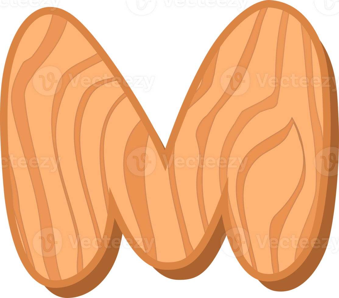 trä- alfabet brev m png