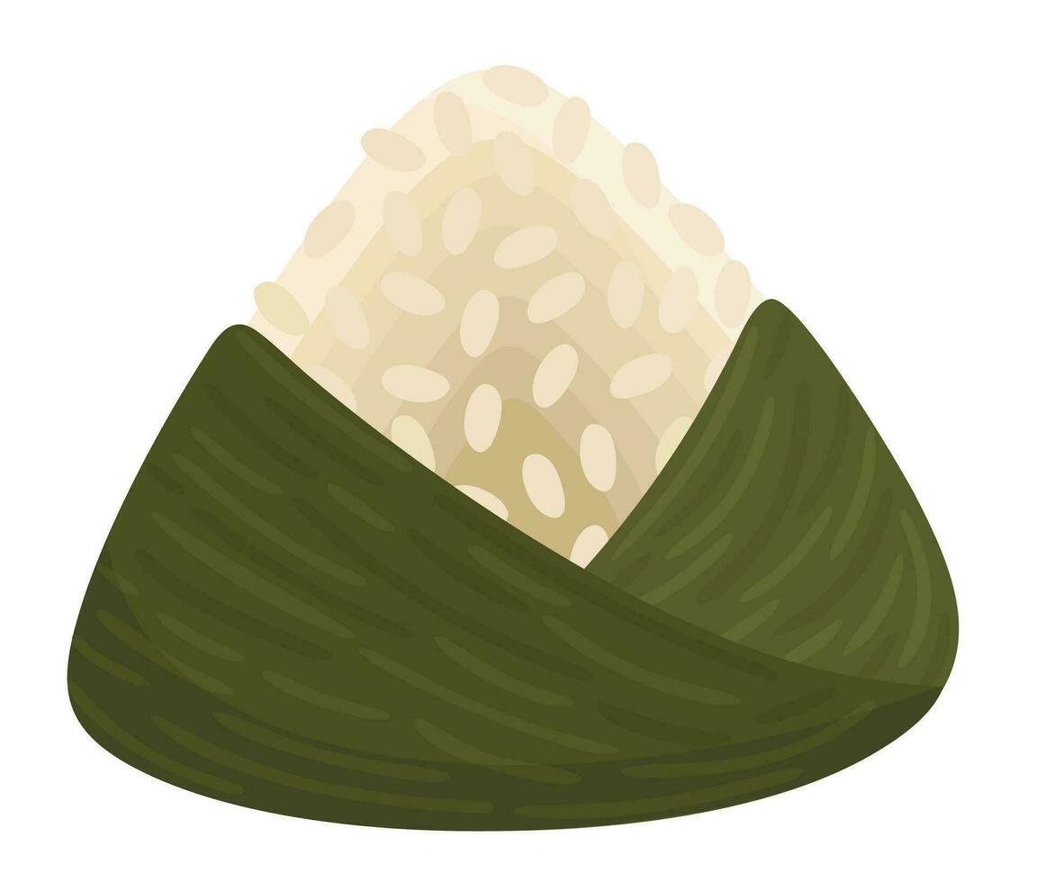 Traditional Japanese dish of rice wrapped in nori with filling vector