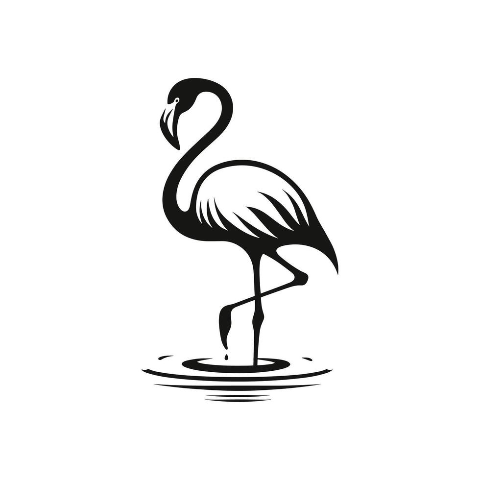 Clean and Playful Vector Illustration of Silhouetted Flamingo Bird Art Logo Icon