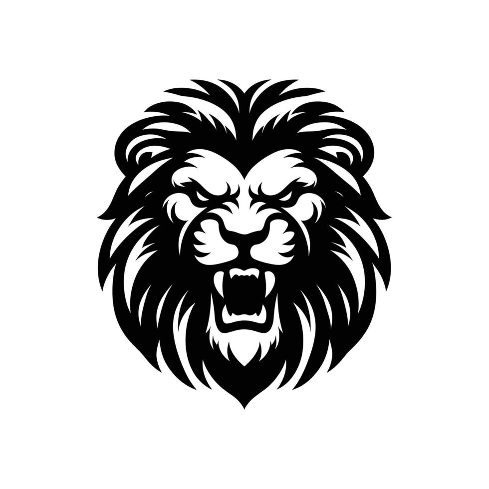 Silhouette of a angry lion mascot logo icon symbol vector illustration