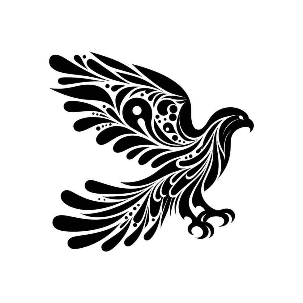 Falcon Tattoo Logo Clean and Creative Silhouette Symbol Vector Illustration