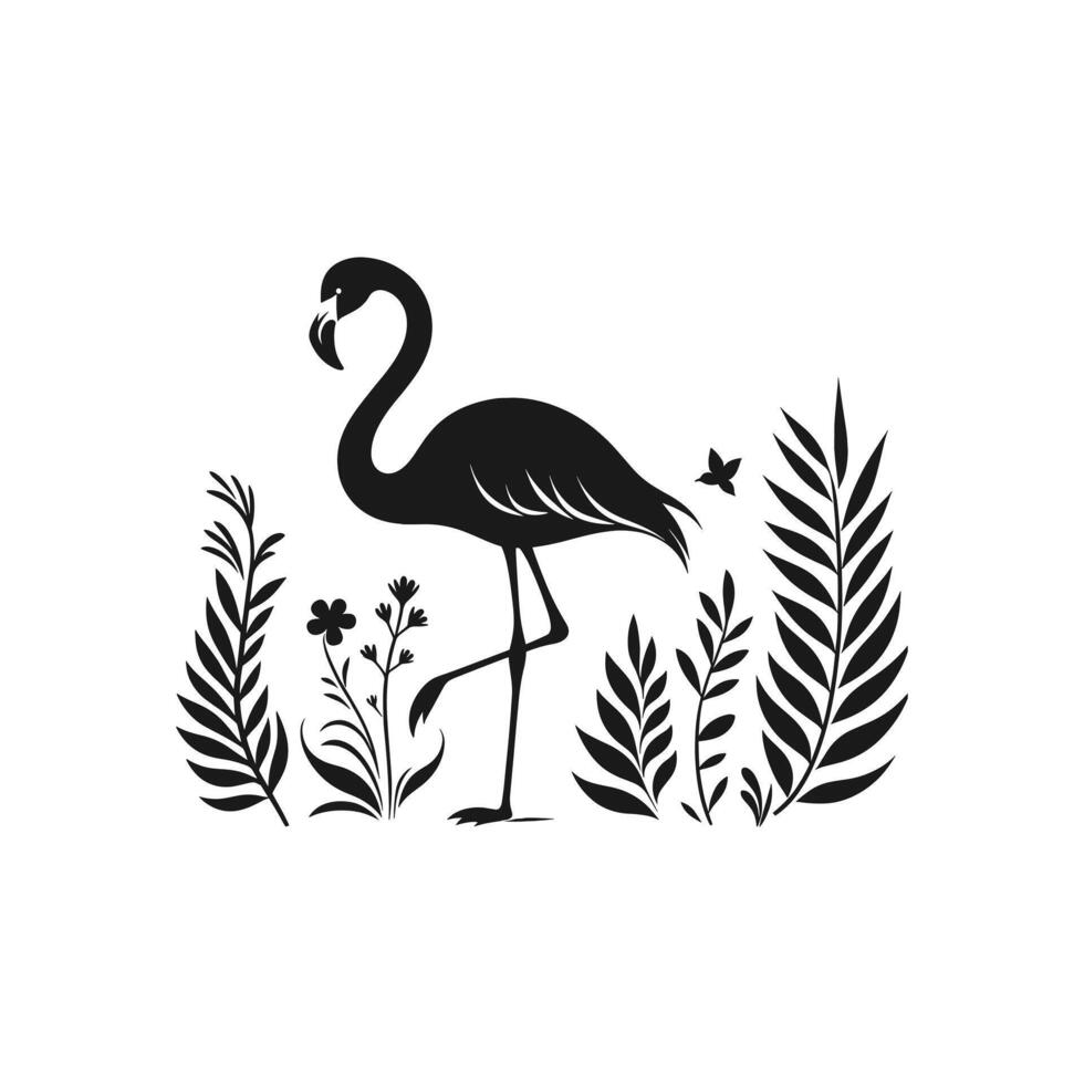 Flamingo Logo Silhouetted Bird Cartoon Vector Art Symbol Illustration