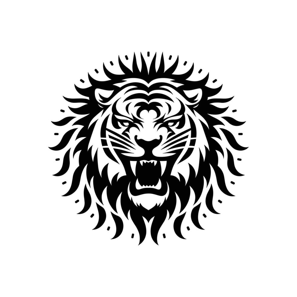 Vector Cartoon Illustration Roaring Tiger Silhouette Tattoo Logo Icon