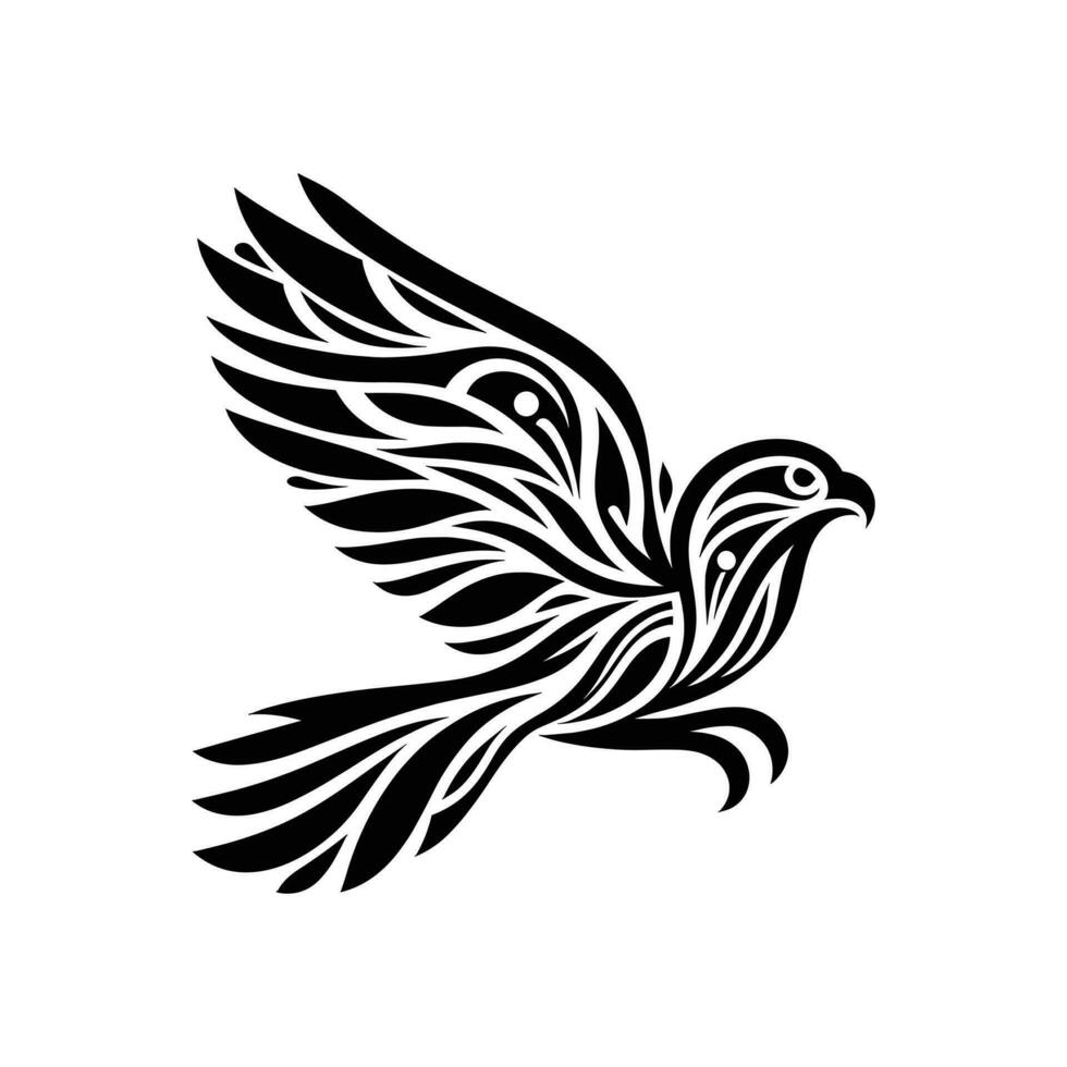 Falcon Tattoo Logo Clean and Creative Silhouette Symbol Vector Illustration