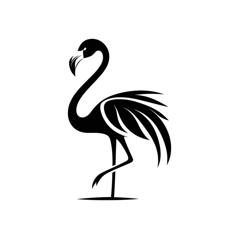 Clean and Playful Vector Illustration of Silhouetted Flamingo Bird Art Logo Icon