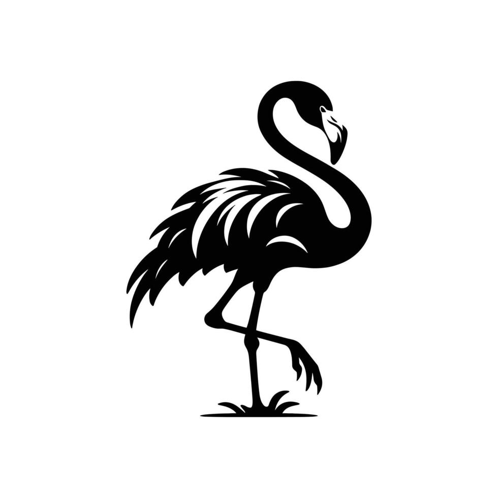 Clean and Playful Vector Illustration of Silhouetted Flamingo Bird Art Logo Icon