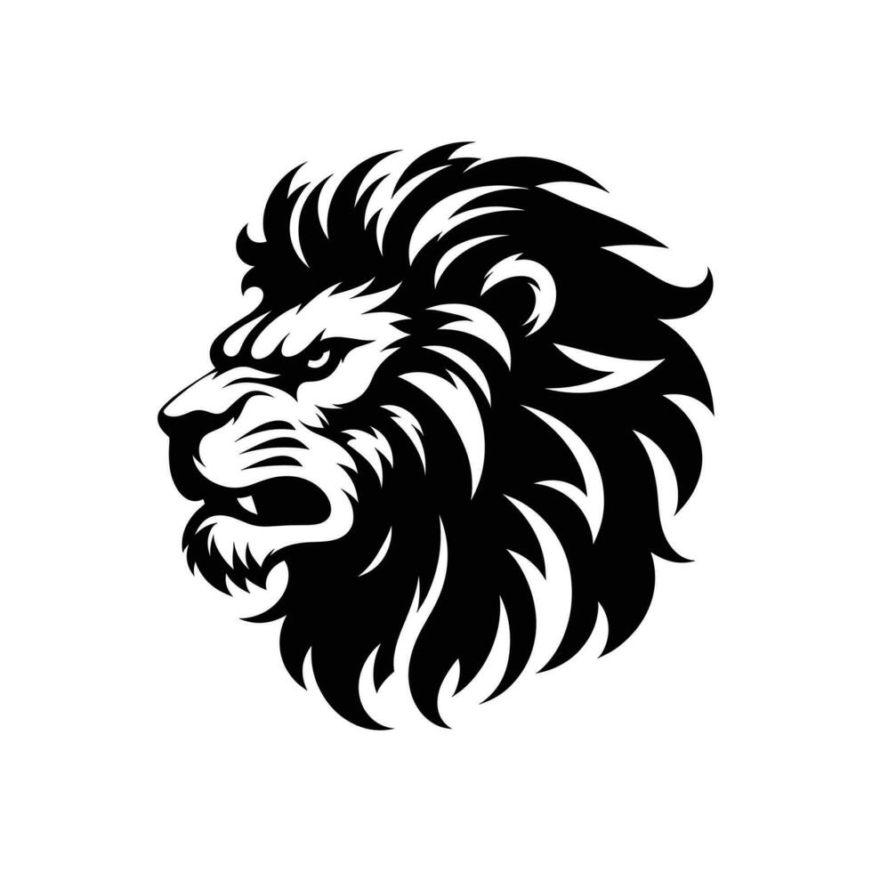 Vector Illustration Angry Lion Silhouette Mascot Logo Icon Symbol