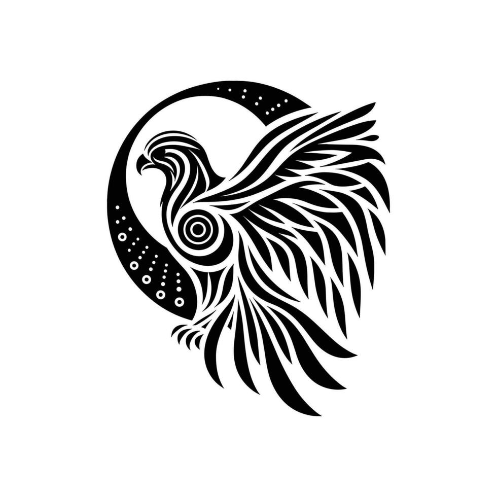 Vector Tattoo Illustration Simple Silhouette Falcon Symbol Logo Icon