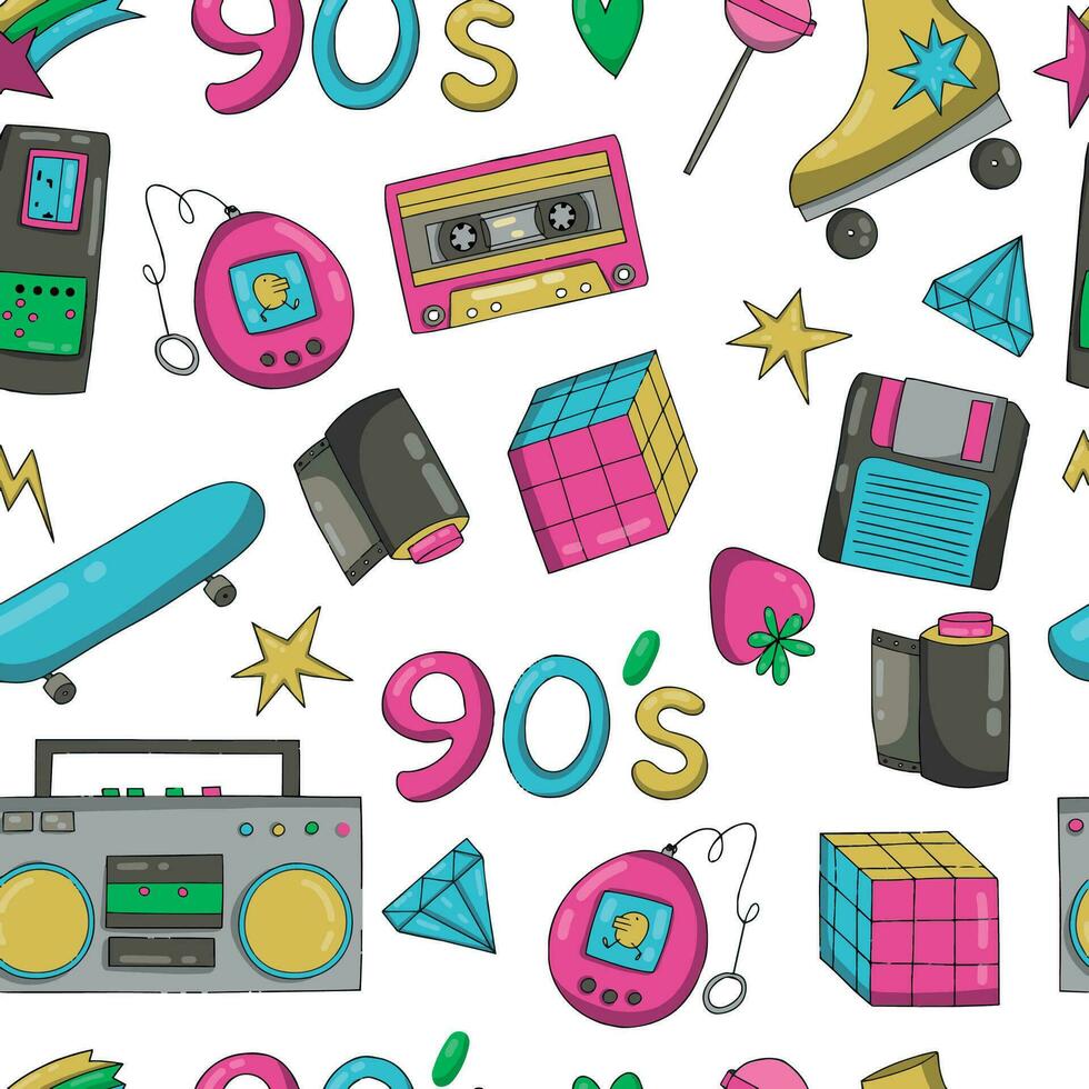 Trendy 80s-90s  style seamless pattern vector