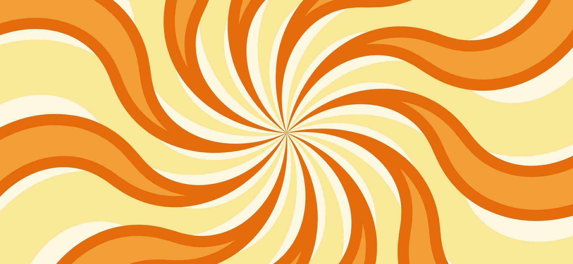 Caramel swirl background. Candy circular pattern. Chocolate rays vector