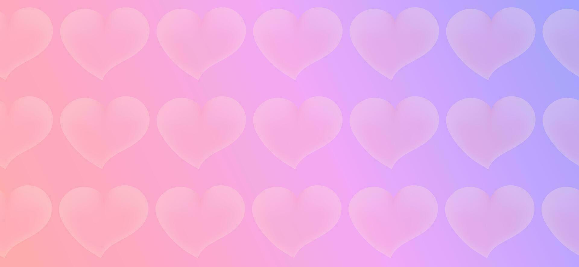 Seamless pattern with hearts and gradient background. Vector light modern background in y2k style.