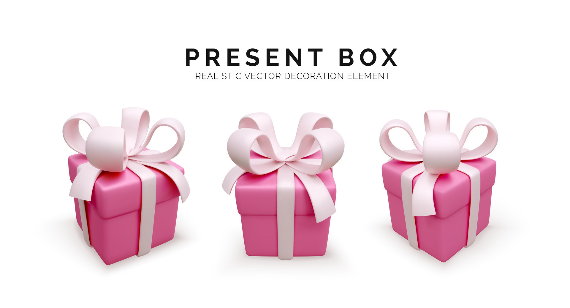 Set of gift boxes in soft pink colors. 3d render holiday closed ...