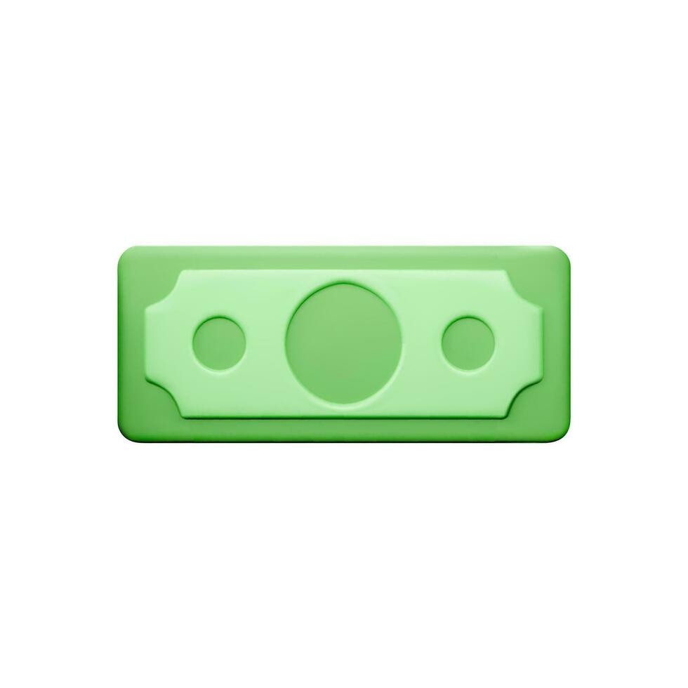 Green dollar icon. Finance and business object - paper bill. Cartoon money isolated on white background. Vector illustration