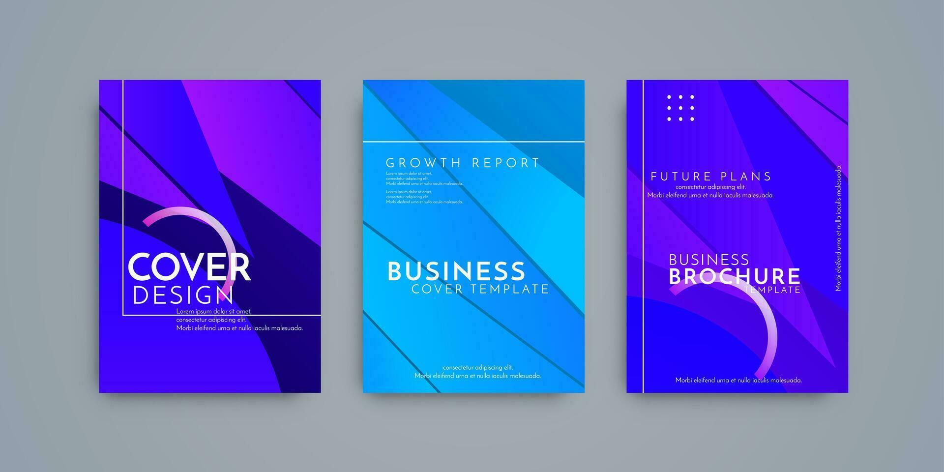 Colorful modern gradient covers brochure template set vector