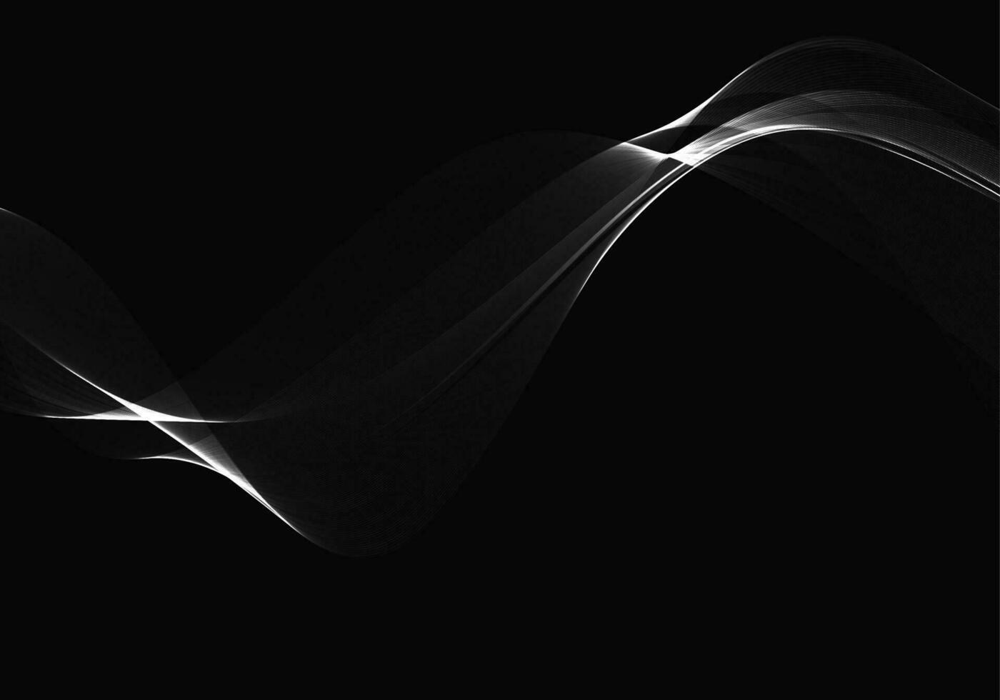 silver flowing wave design on dark background vector