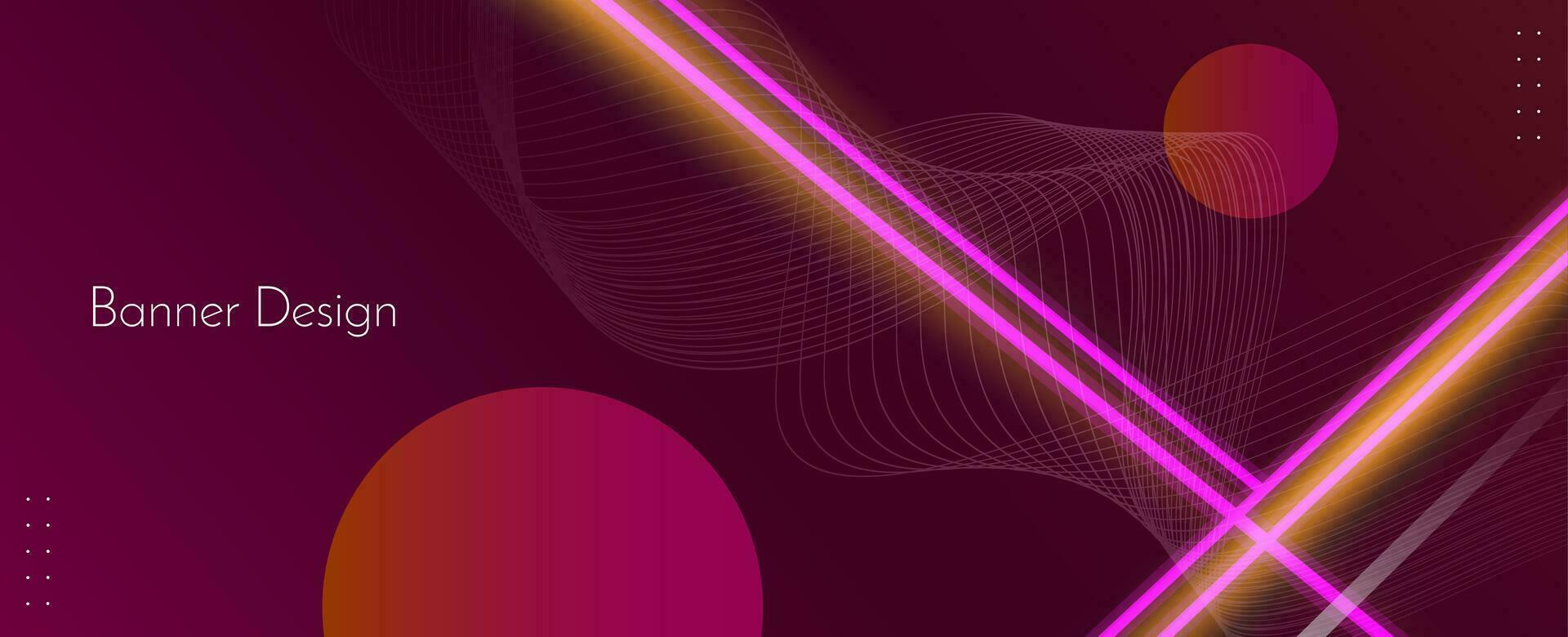 Abstract geometric neon lines illustration banner pattern background vector