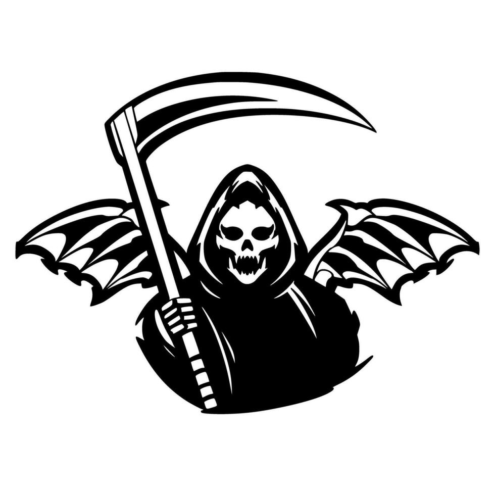 Grim Reaper Illustration. Mascot Logo Horror Darkness vector