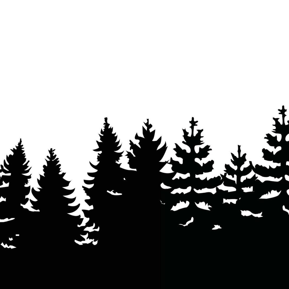 Pine silhouette tree silhouette flat illustration vector