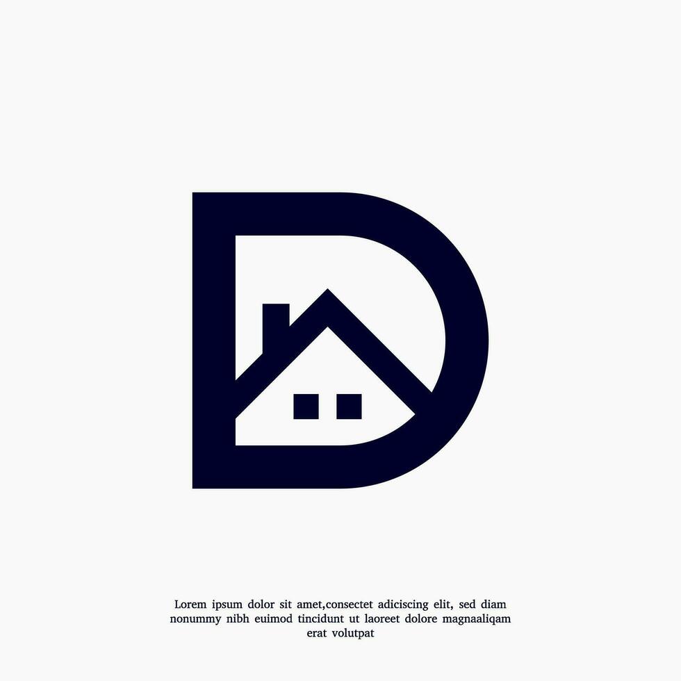 letter D home logo design template vector