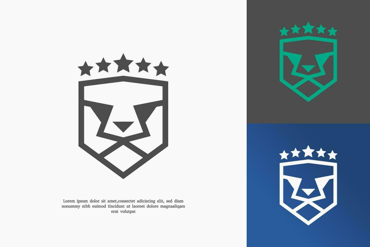 lion shield logo design template vector