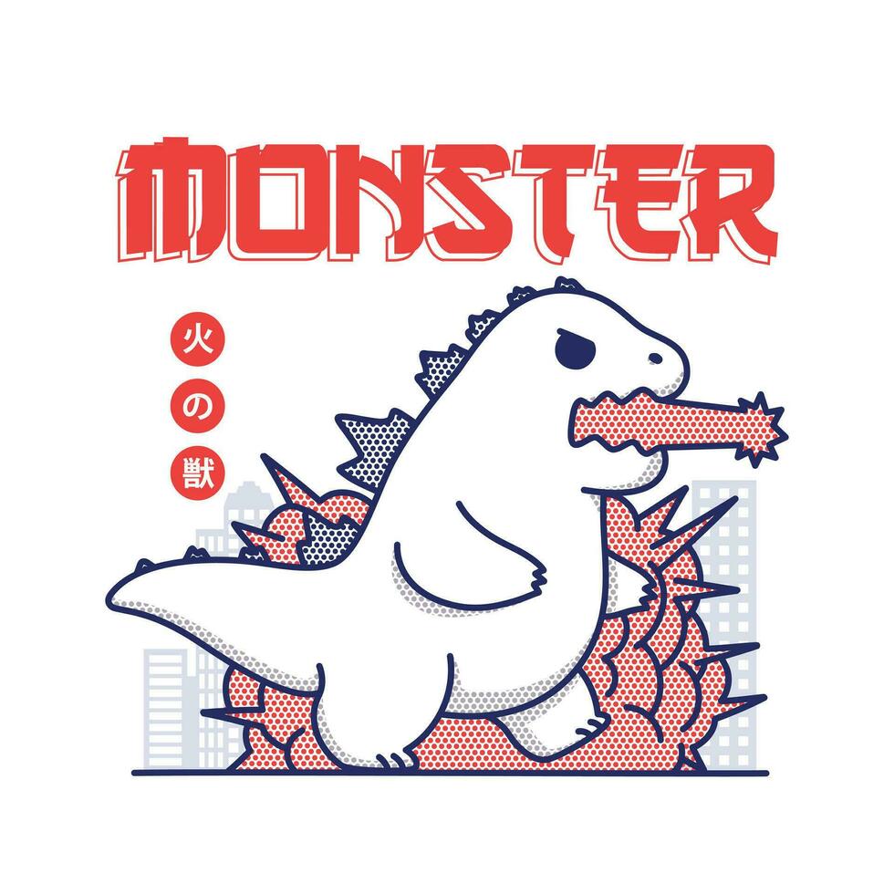 japonés monstruo ropa de calle camiseta ilustración diseño. vector