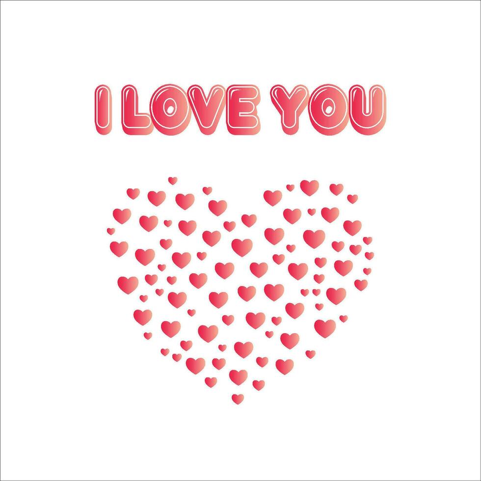 Lovely I Love you text effect, heart made of hearts, valentine template vector