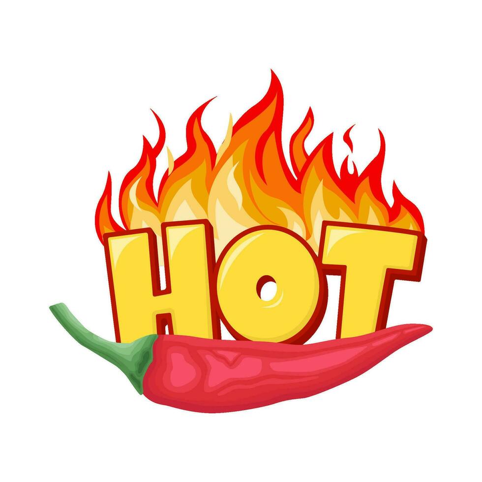 hot fire with hot chili illustration vector