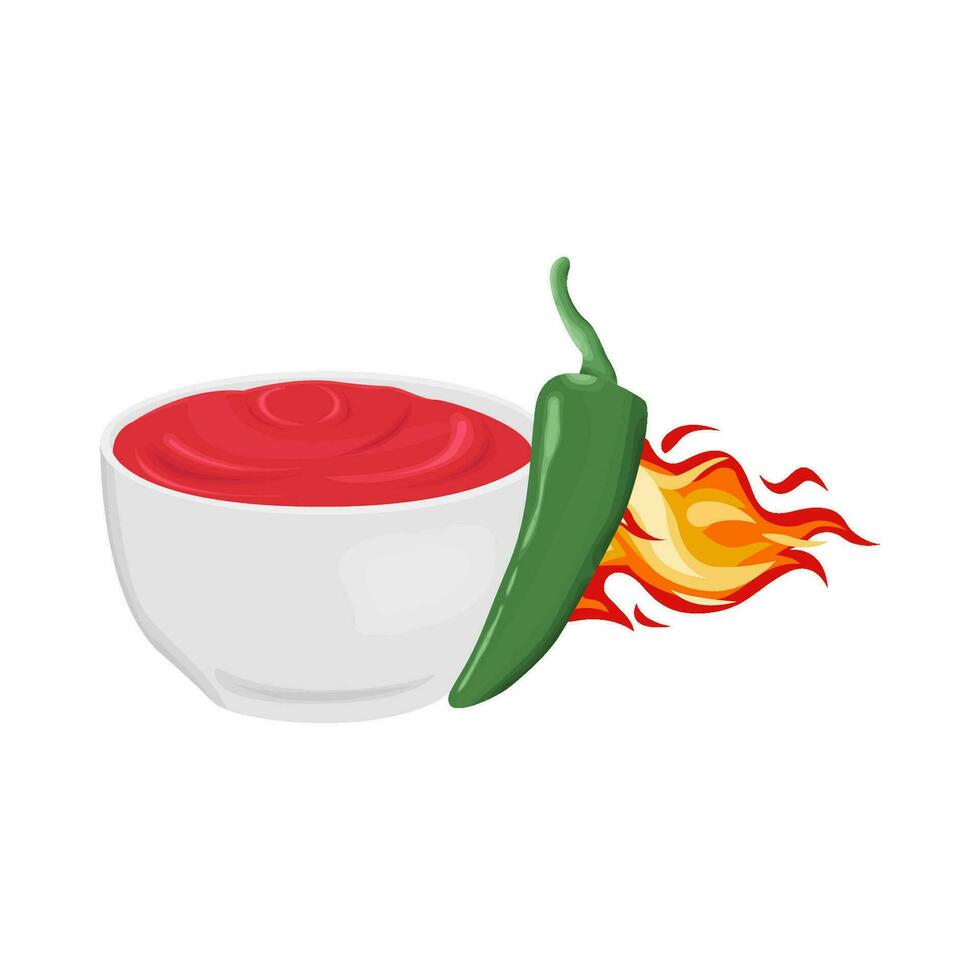 hot fire, sauce with hot chili illustration vector