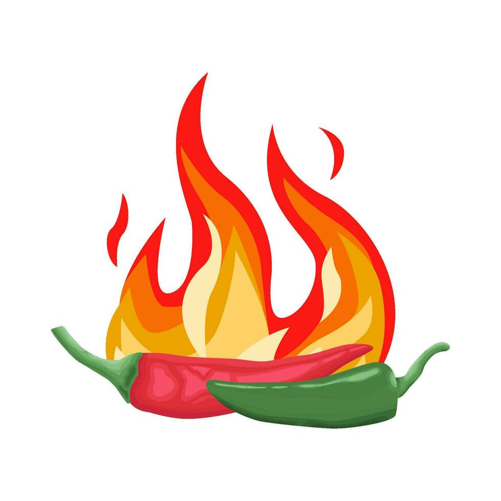 hot fire with hot chili illustration vector