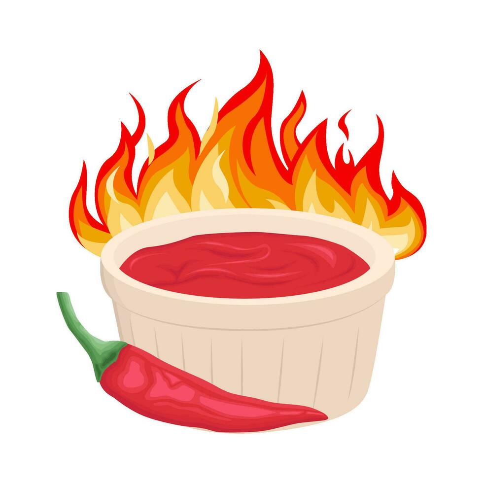 hot fire, sauce with hot chili illustration vector