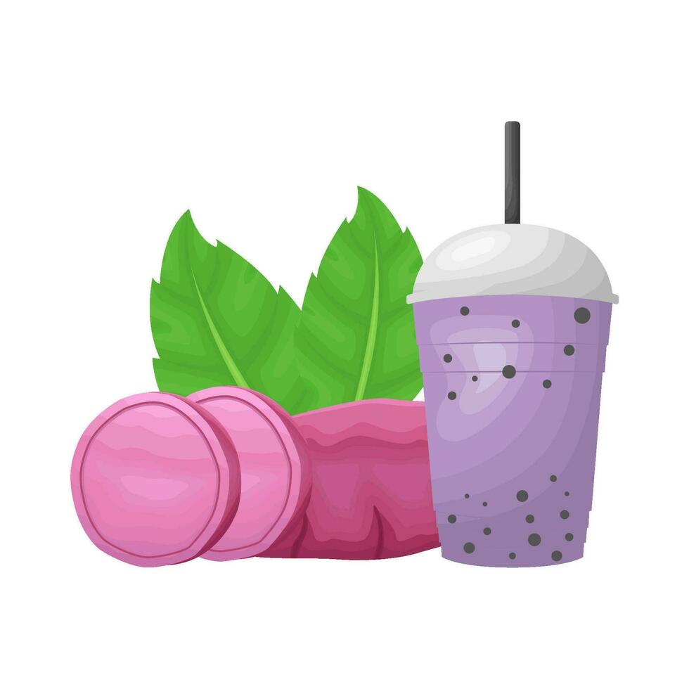 cup taro drink with sweet potato purple illustration vector