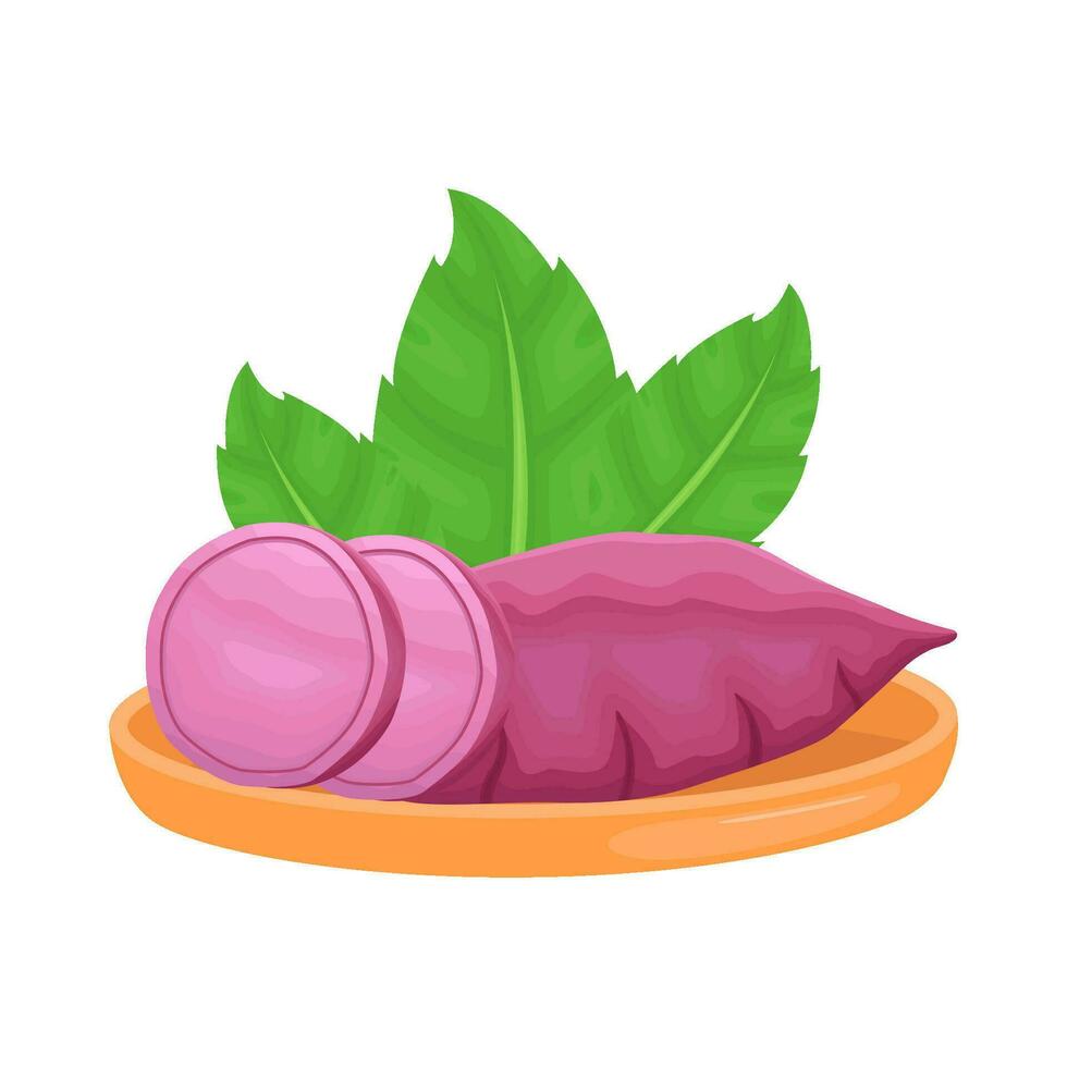 sweet potato in cutting board illustration vector