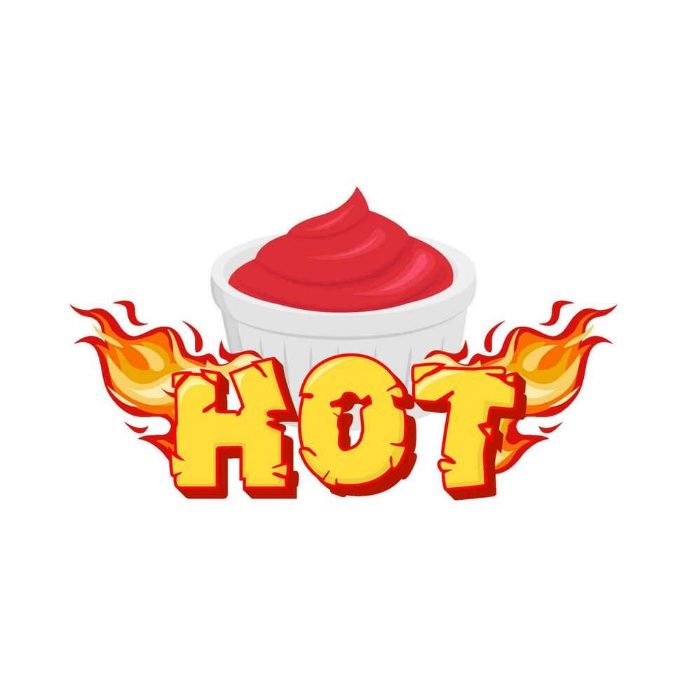 caliente fuego con salsa en cuenco ilustración vector