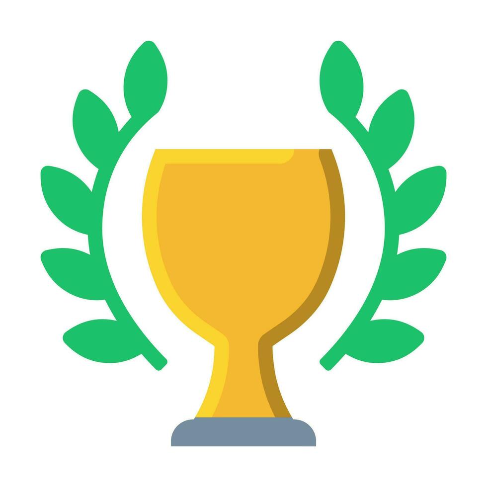 Trophy gold icon or logo illustration flat color style vector