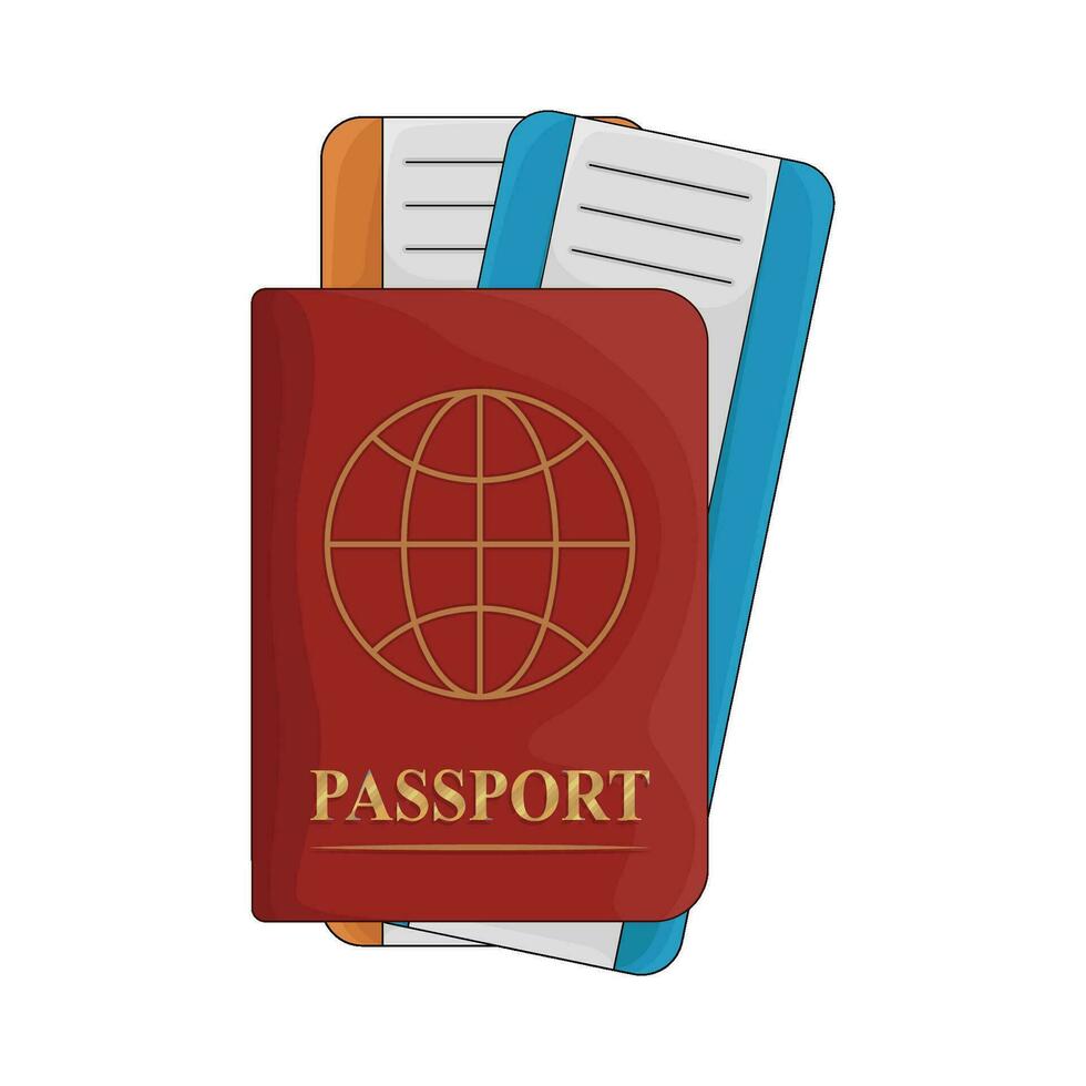 boleto en pasaporte libro ilustración vector