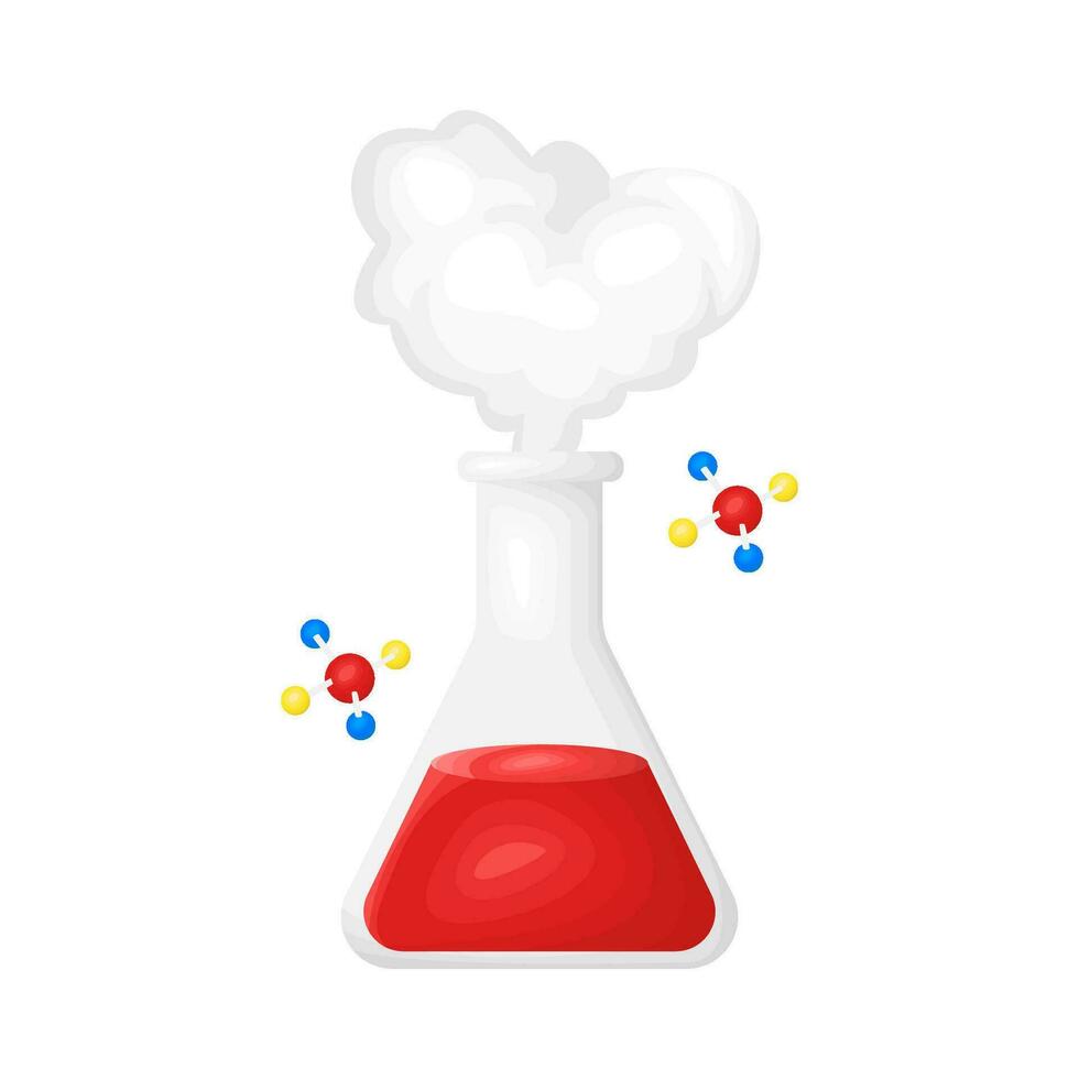 bottle potion with molecule illustration vector