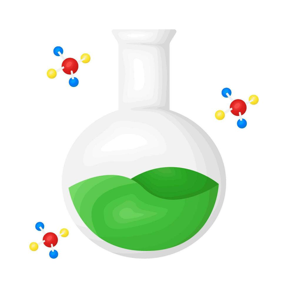 bottle potion with molecule illustration vector