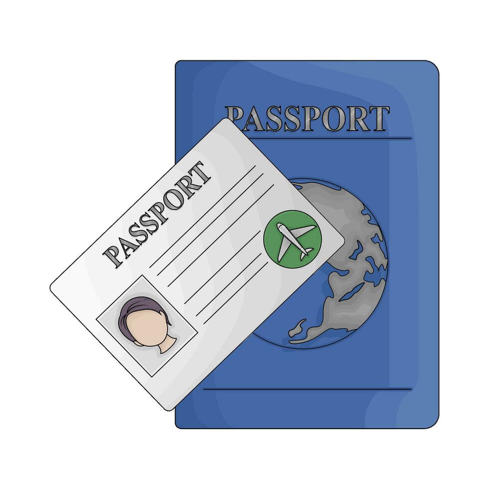 pasaporte libro con carné de identidad tarjeta pasaporte ilustración vector