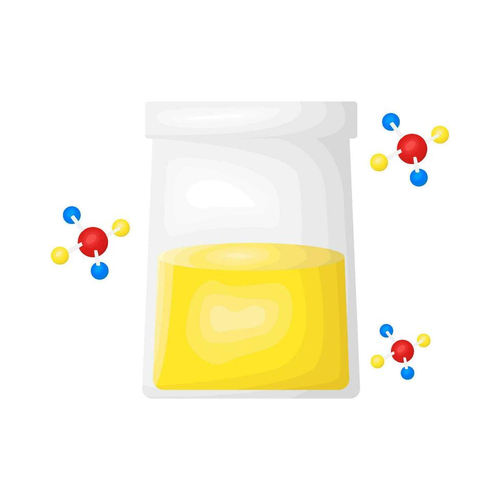 botella poción con molécula ilustración vector