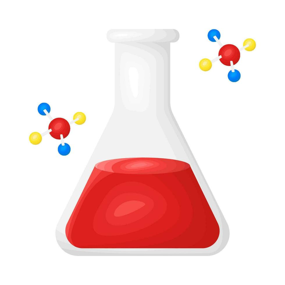 bottle potion with molecule illustration vector