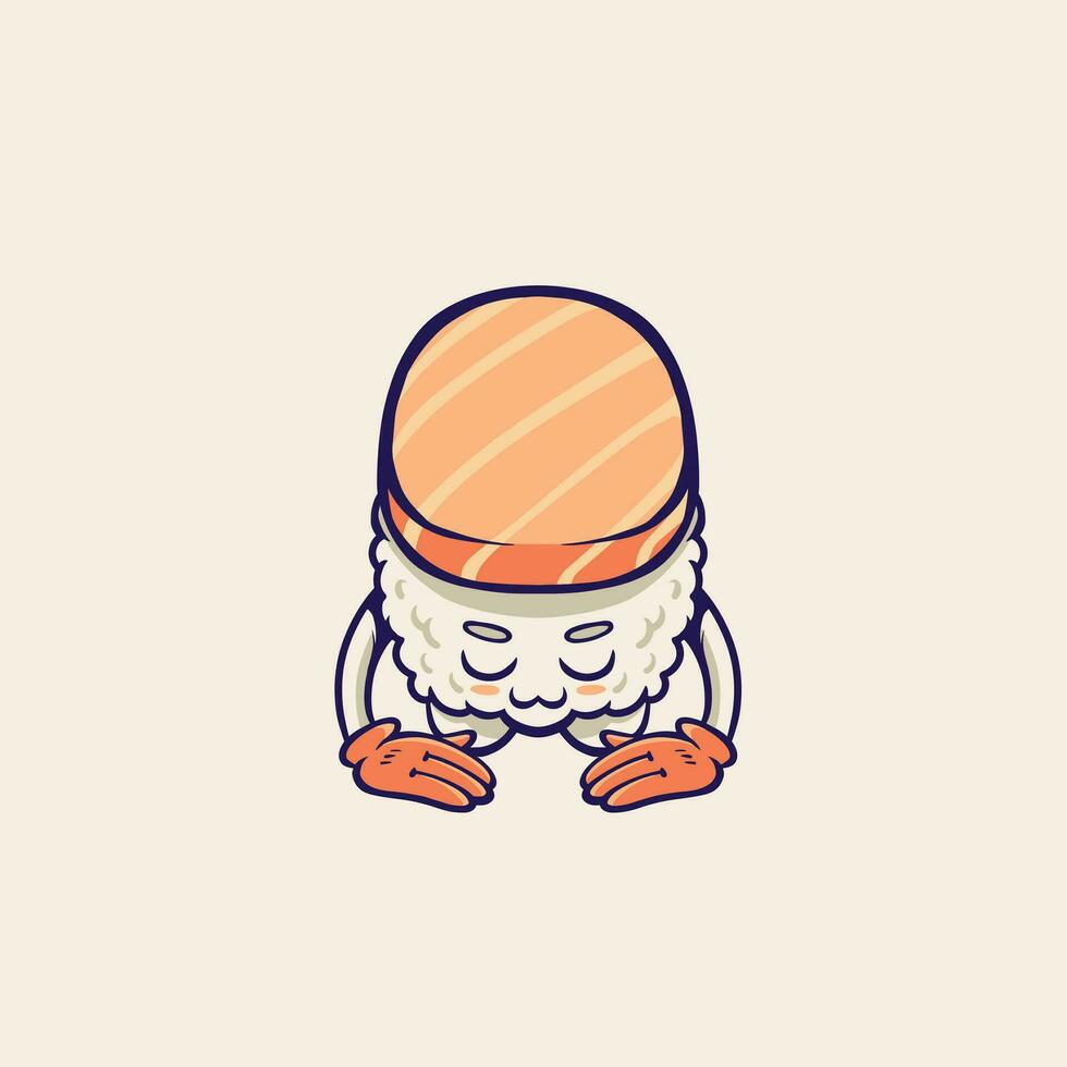 A character of sushi in respect pose vector