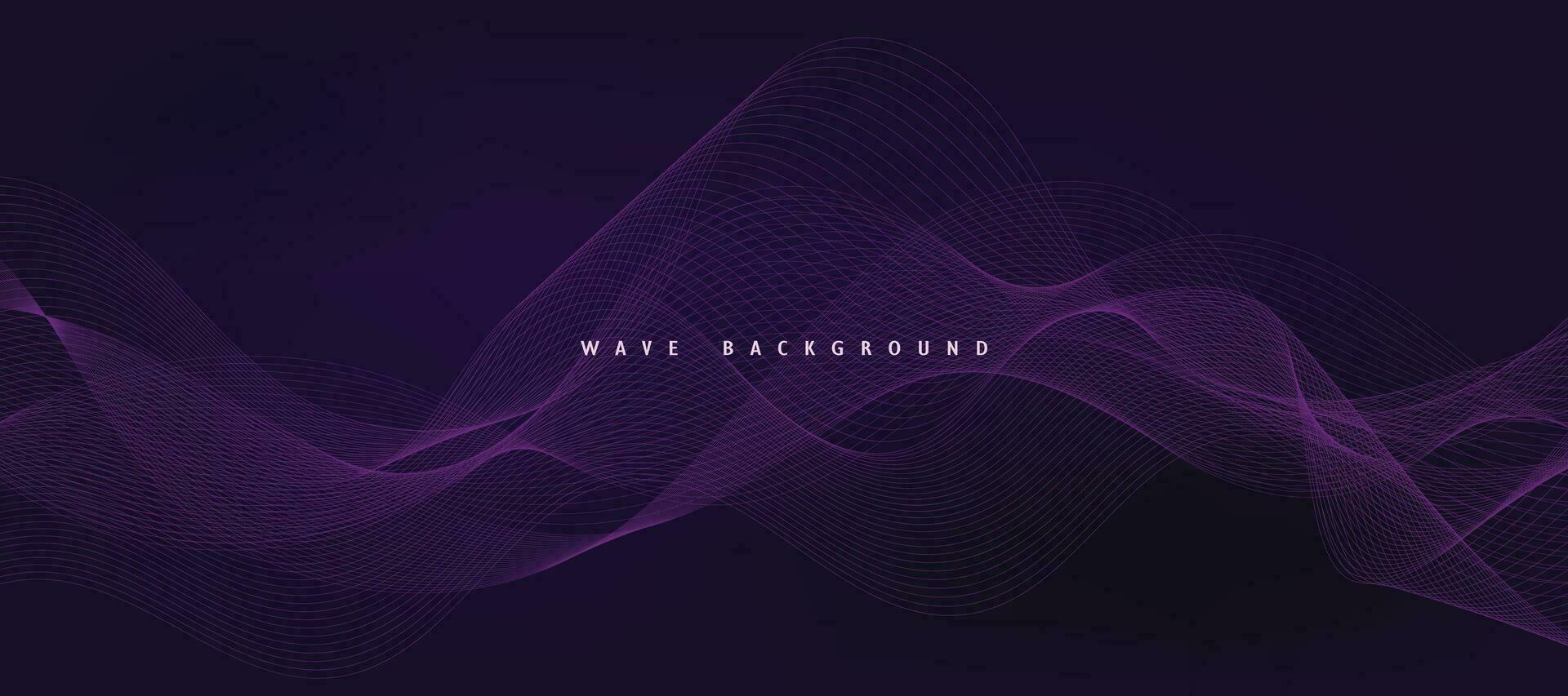 Purple background with flowing wave lines. Futuristic technology concept. Vector illustration