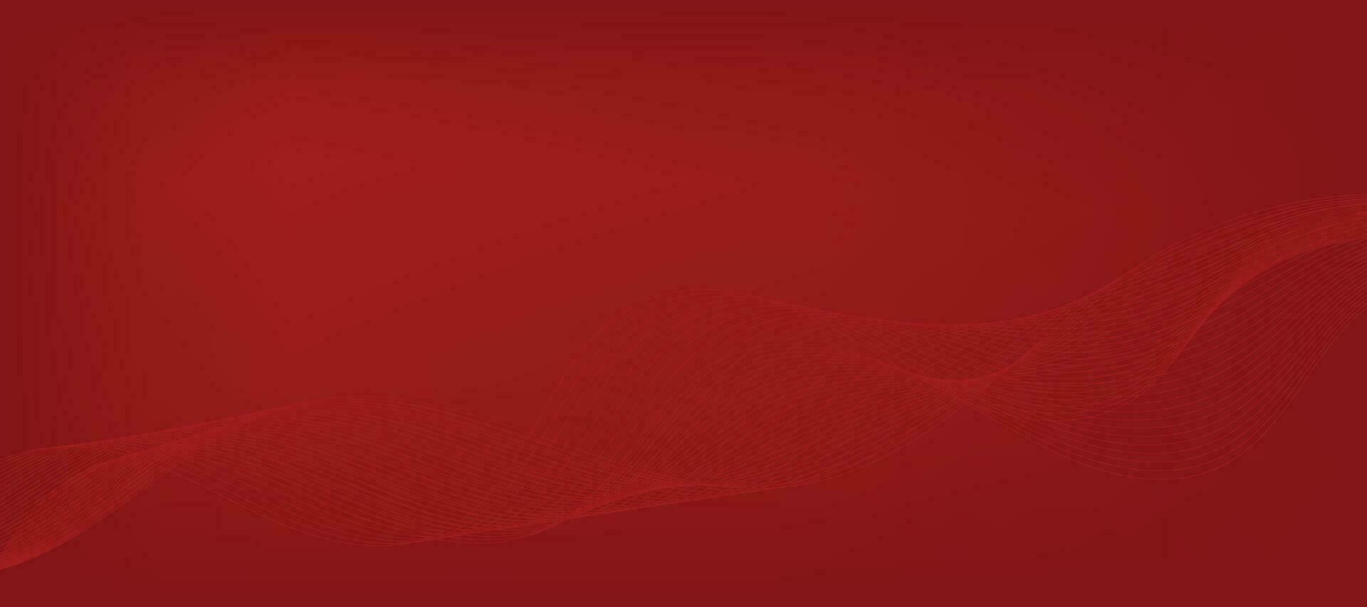 Abstract red gradient background with wavy lines vector