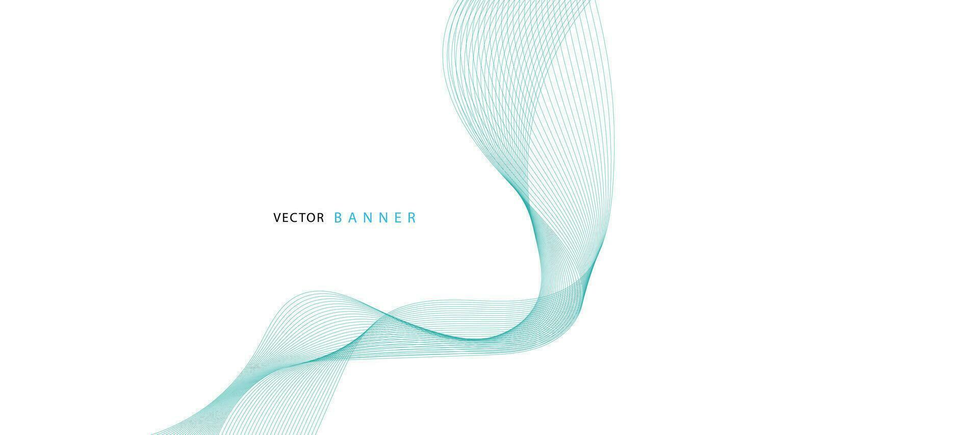 Abstract illustration of vector banner. Modern vector banner template with blue wavy lines.
