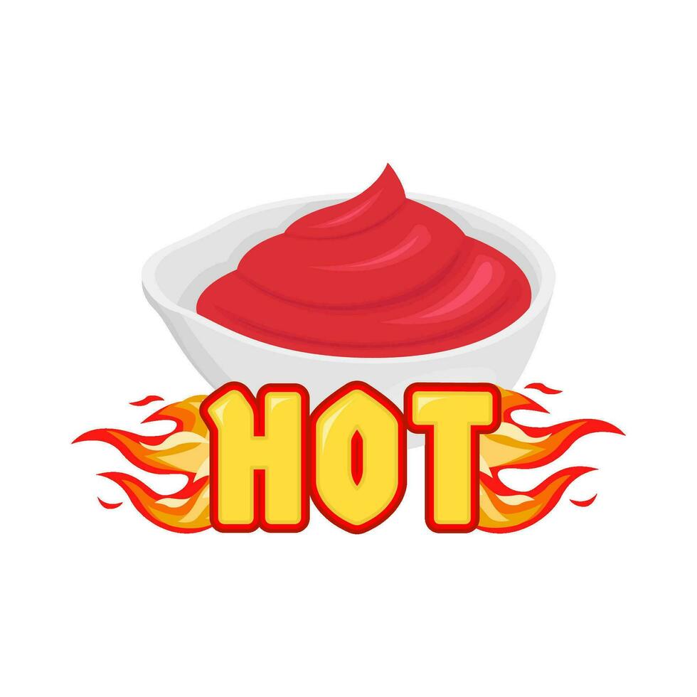 caliente fuego con salsa en cuenco ilustración vector