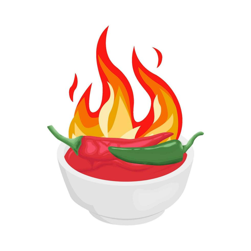 hot chili in sauce illustration vector