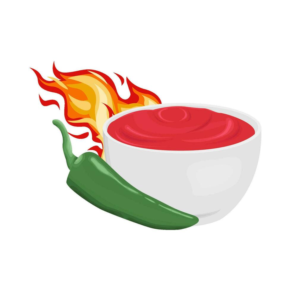 hot fire, sauce with hot chili illustration vector