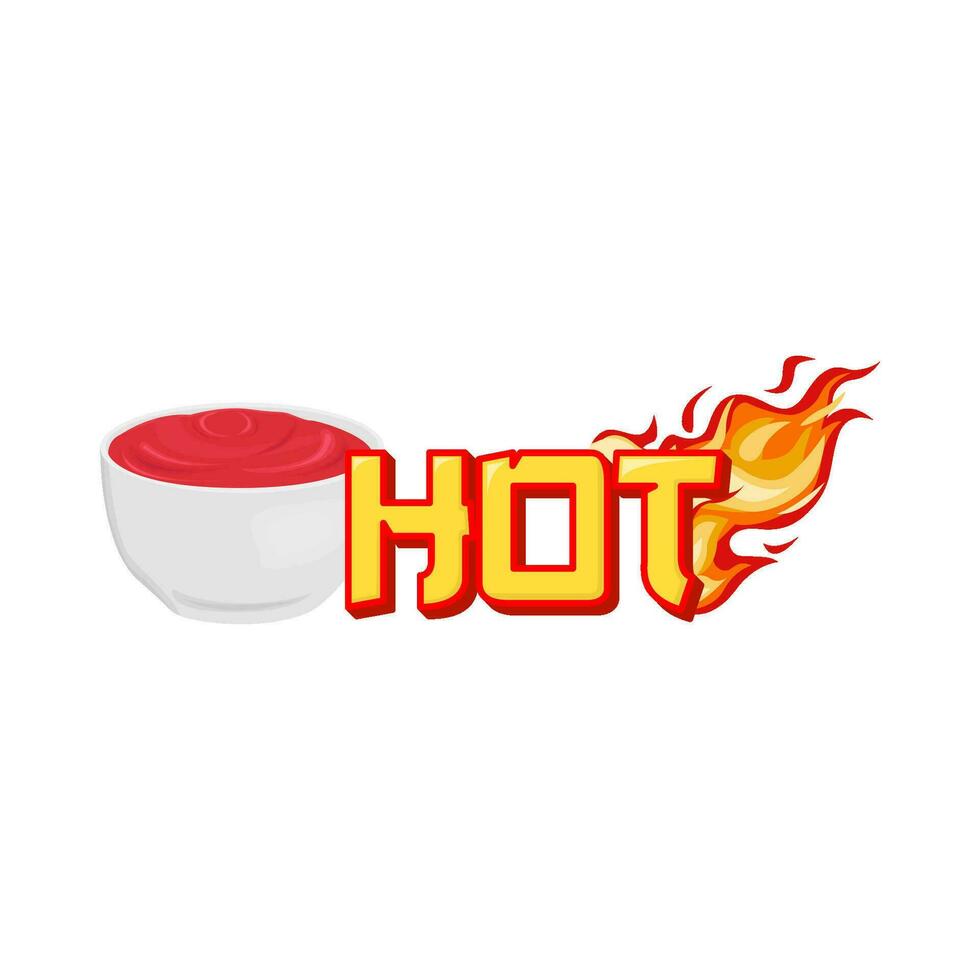 caliente fuego con salsa en cuenco ilustración vector