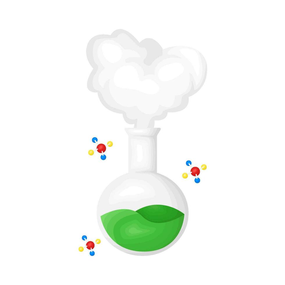 bottle potion with molecule illustration vector